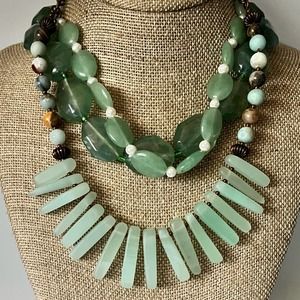 Sea Glass, Jade & Natural Stone Necklace Bundle